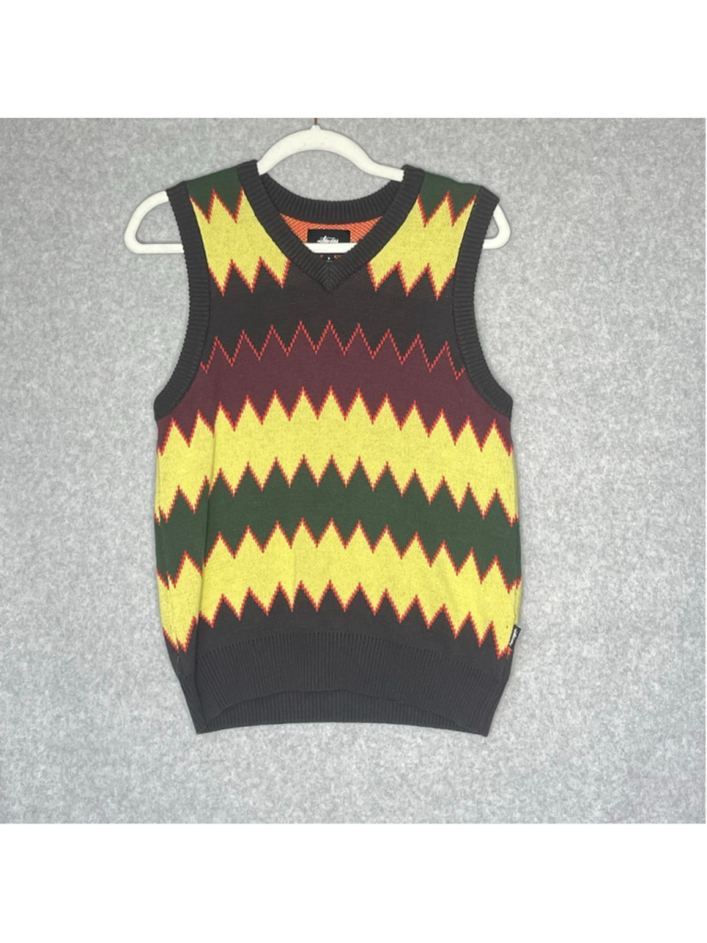 Stussy Men's Small Zig Zag Knit Sweater Vest